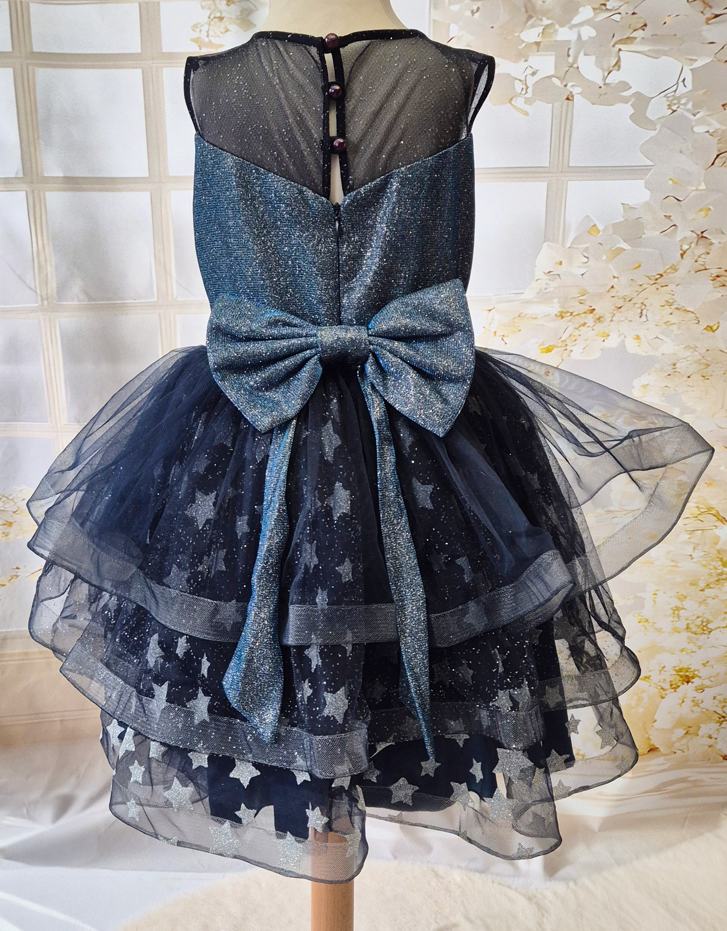 Robe de cérémonie fille scintillante avec grand nœud Au palais des rêves