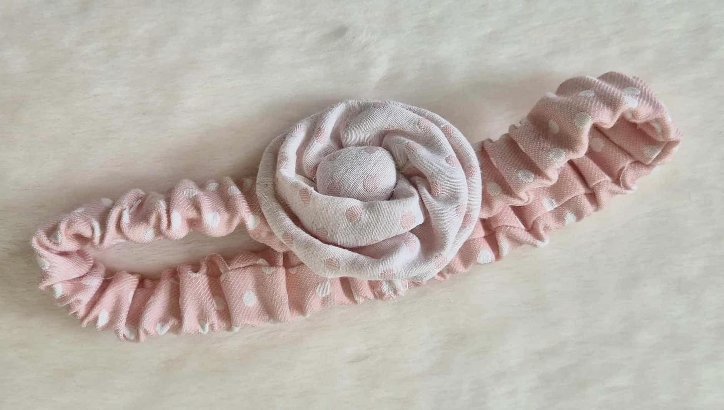 Robe bébé fille rose à pois avec bandeau assorti Au palais des rêves