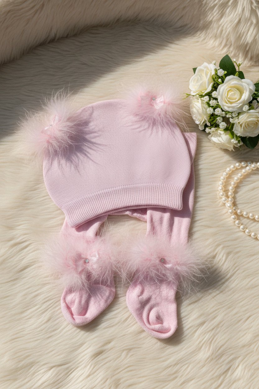 Coffret Bonnet & Collants bébé plume