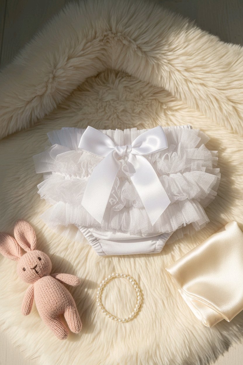 Culotte bébé à volants en tulle blanche