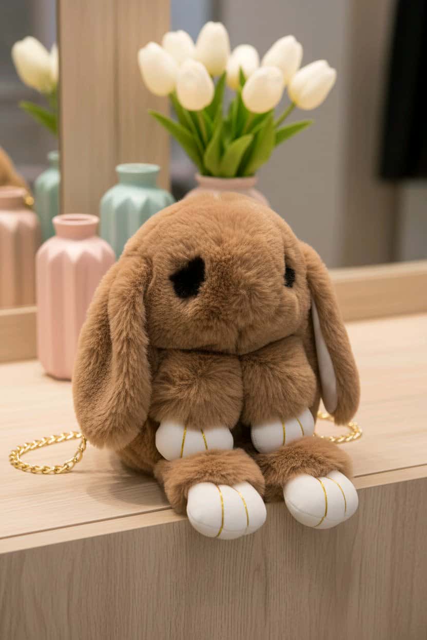 Sac peluche lapin – sac à main ou sac bandoulière doux et moelleux