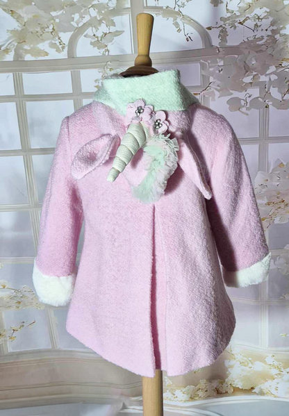 Manteau fille licorne pastel avec capuche et corne magique Au palais des rêves