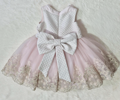 Robe de cérémonie fille avec broderies et tulle + serre-tête assorti Au palais des rêves