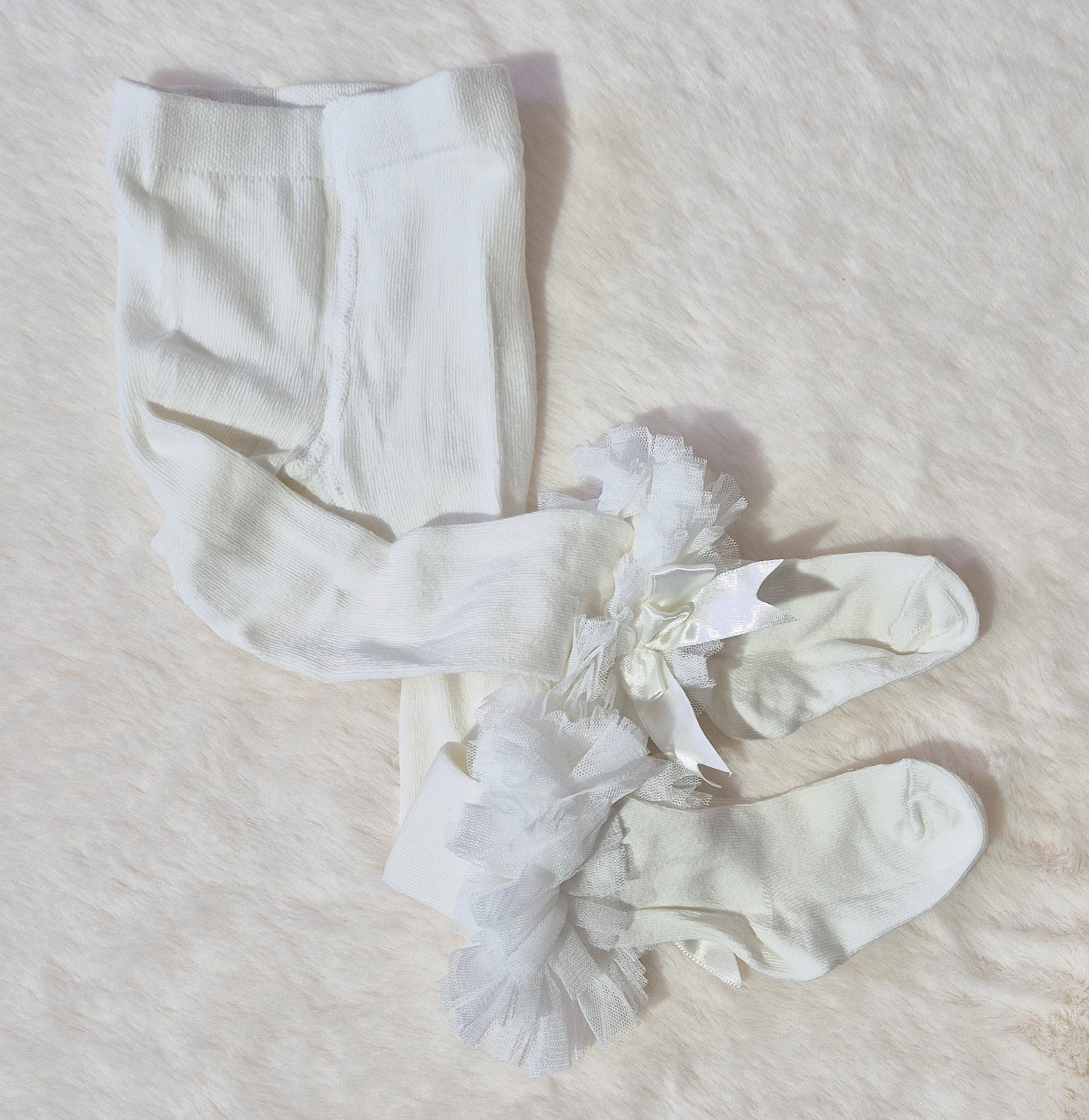 Collants bébé fille avec volants en tulle et ruban Au palais des rêves