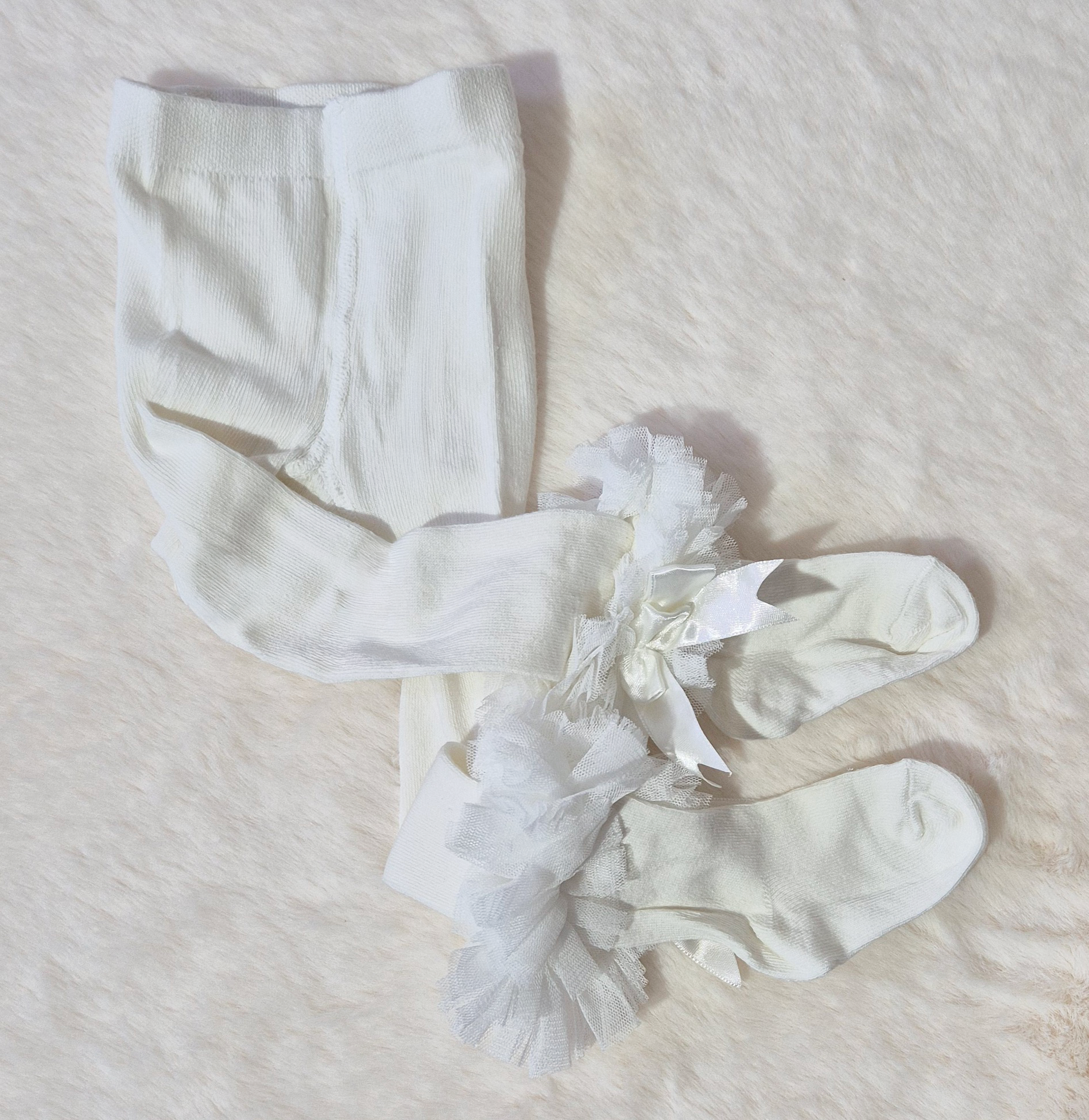 Collants bébé fille avec volants en tulle et ruban Au palais des rêves