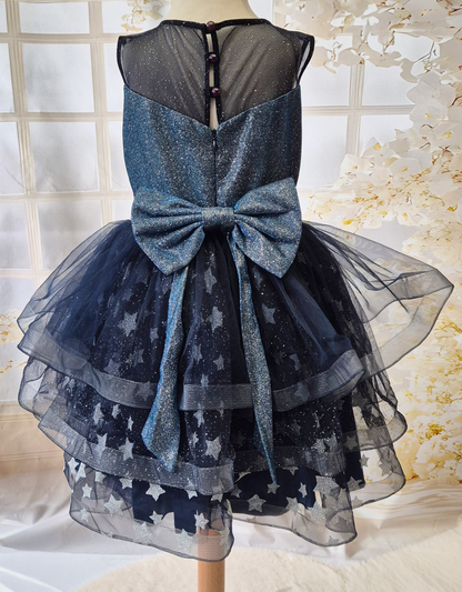 Robe de cérémonie fille scintillante avec grand nœud Au palais des rêves