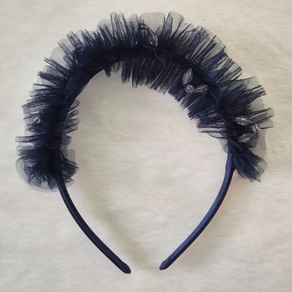 Robe de cérémonie fille avec tulle et grand nœud + serre-tête assorti Au palais des rêves