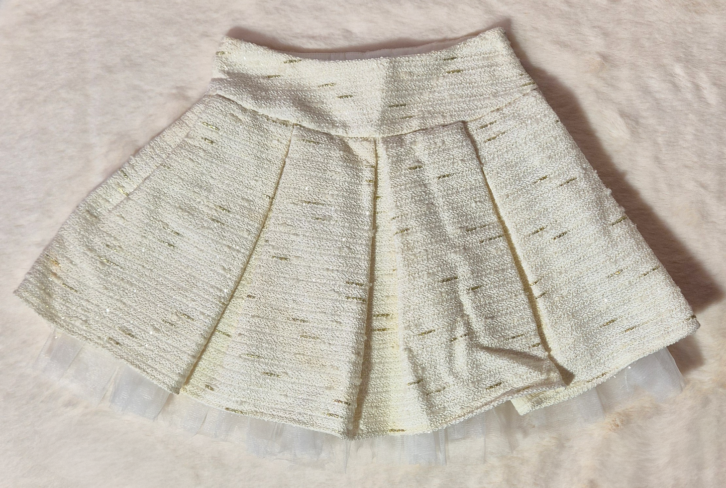 Ensemble fille chic en tweed crème doré Au palais des rêves