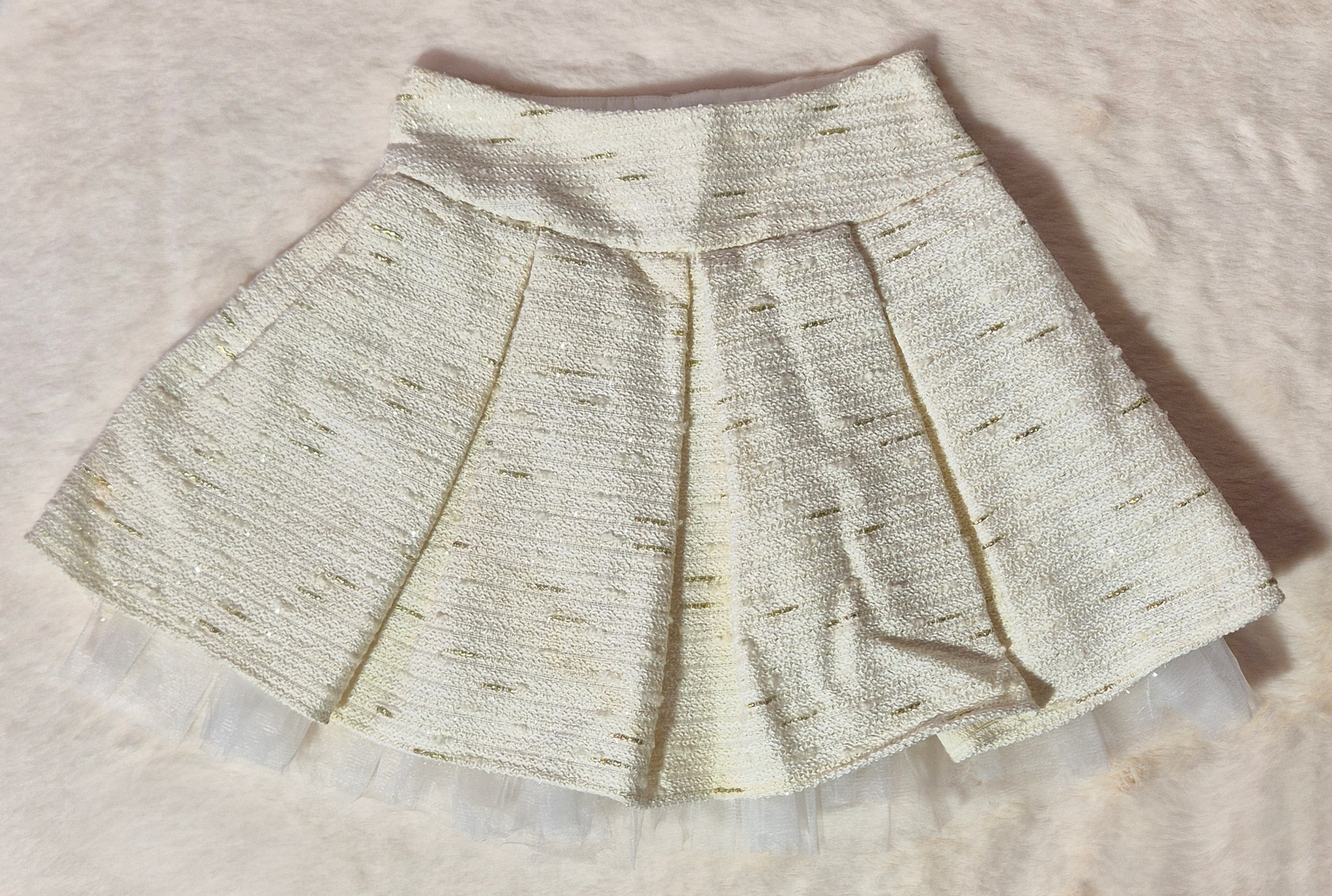 Ensemble fille chic en tweed crème doré Au palais des rêves