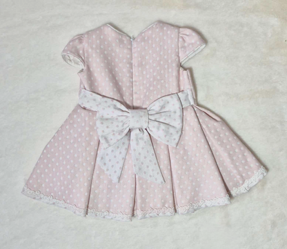 Robe bébé fille rose à pois avec bandeau assorti Au palais des rêves