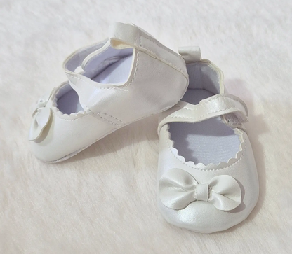 Chaussures bébé fille avec nœud – ballerines souples roses ou blanches Au palais des rêves