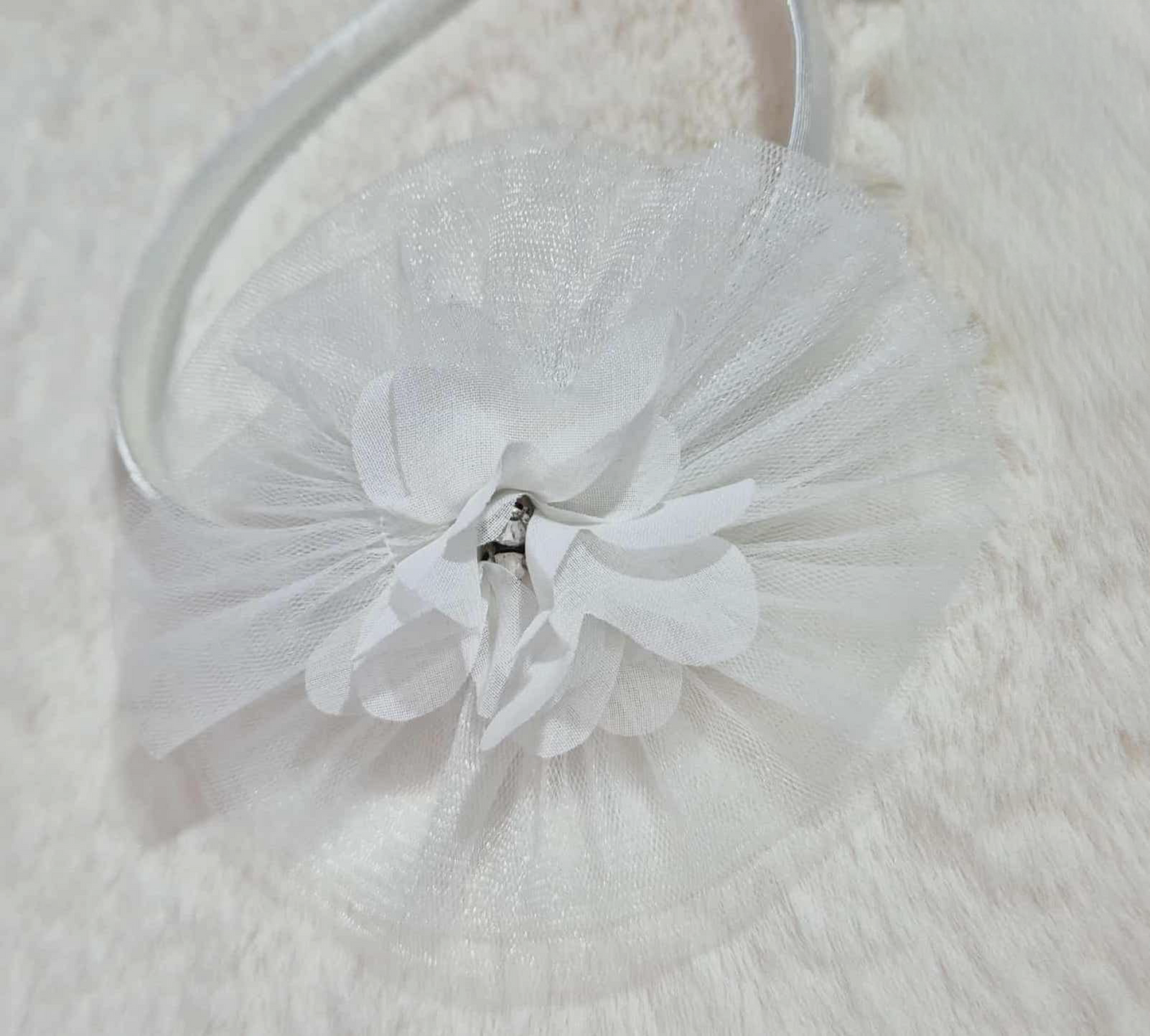 Robe de baptême bébé fille blanche avec fleurs brodées et bandeau assorti Au palais des rêves