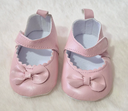 Chaussures bébé fille avec nœud – ballerines souples roses ou blanches Au palais des rêves