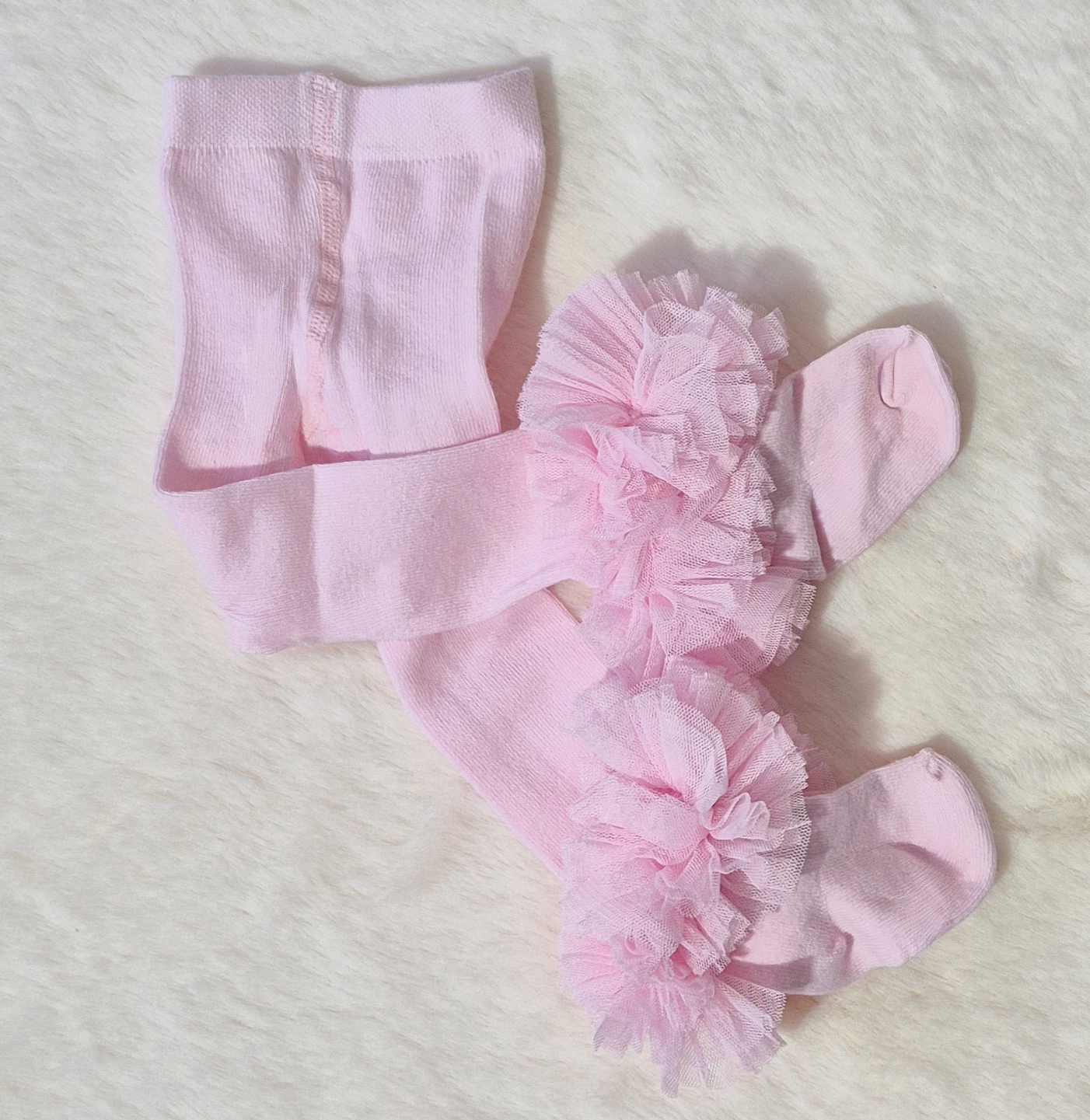 Collants bébé fille avec volants en tulle et ruban Au palais des rêves