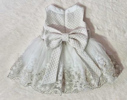 Robe de cérémonie fille avec broderies et tulle + serre-tête assorti Au palais des rêves