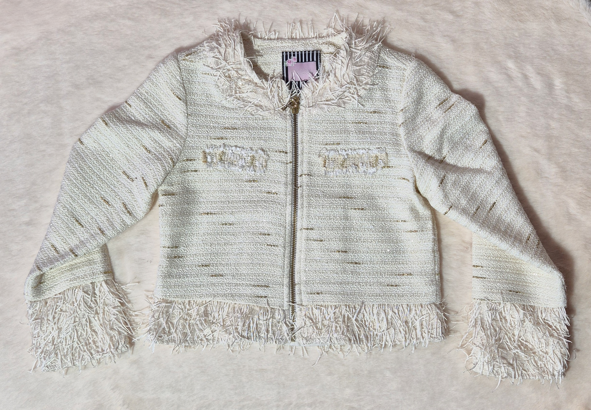 Ensemble fille chic en tweed crème doré Au palais des rêves