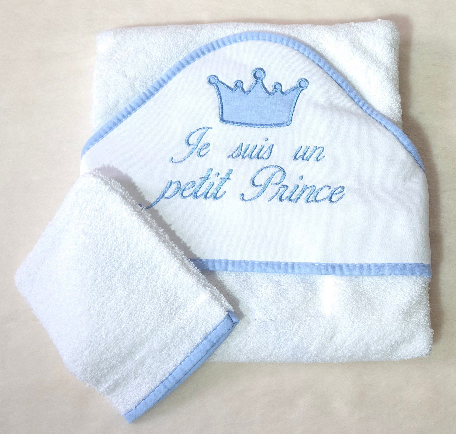 Parure de bain bébé “Petit Prince / Petite Princesse” Au palais des rêves