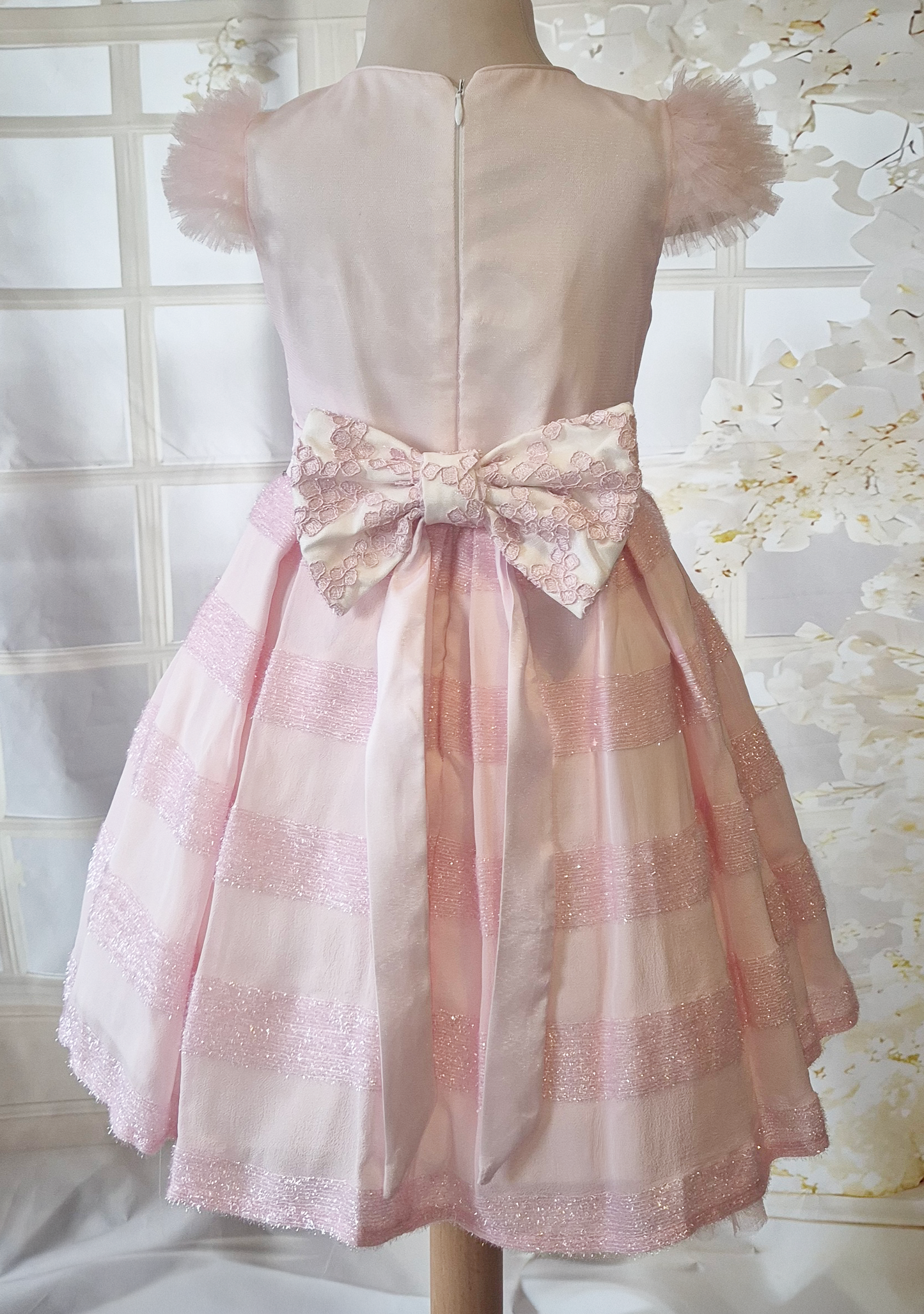 Robe de cérémonie fille rose poudré + serre-tête assorti Au palais des rêves