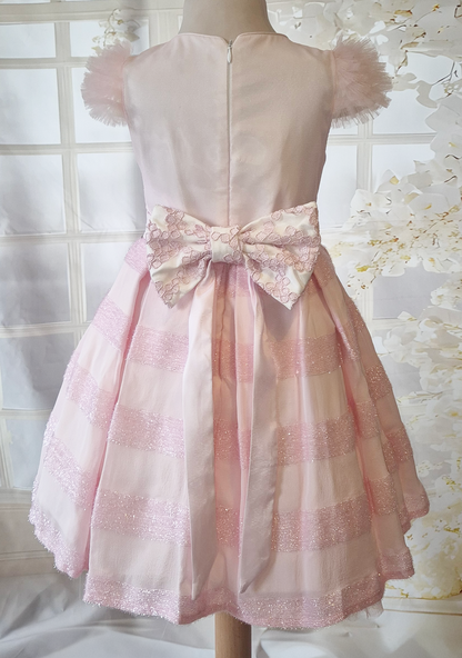 Robe de cérémonie fille rose poudré + serre-tête assorti Au palais des rêves