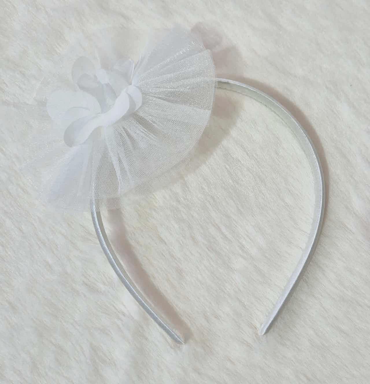 Robe de baptême bébé fille blanche avec fleurs brodées et bandeau assorti Au palais des rêves