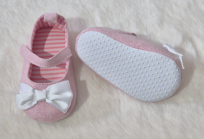 Chaussures bébé fille avec nœud roses ou bleu marine Au palais des rêves