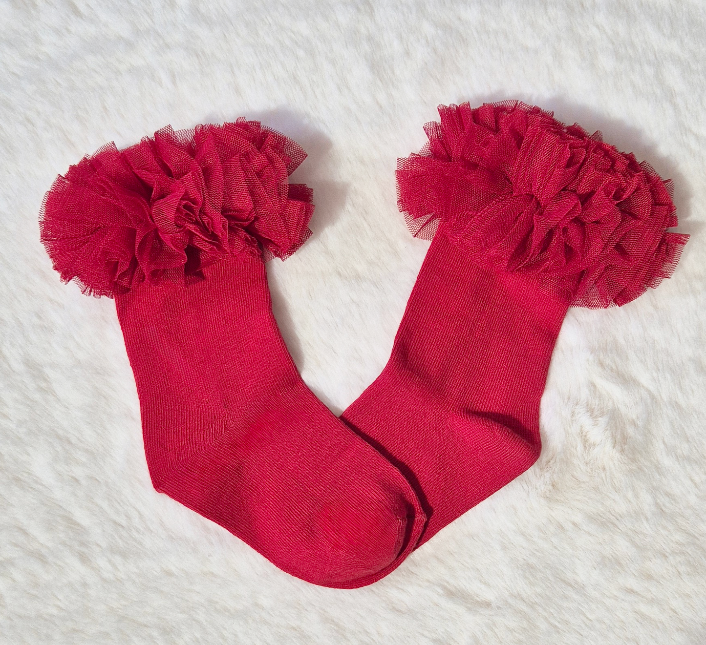 Chaussettes bébé fille avec pompons en tulle – disponibles en plusieurs couleurs Au palais des rêves