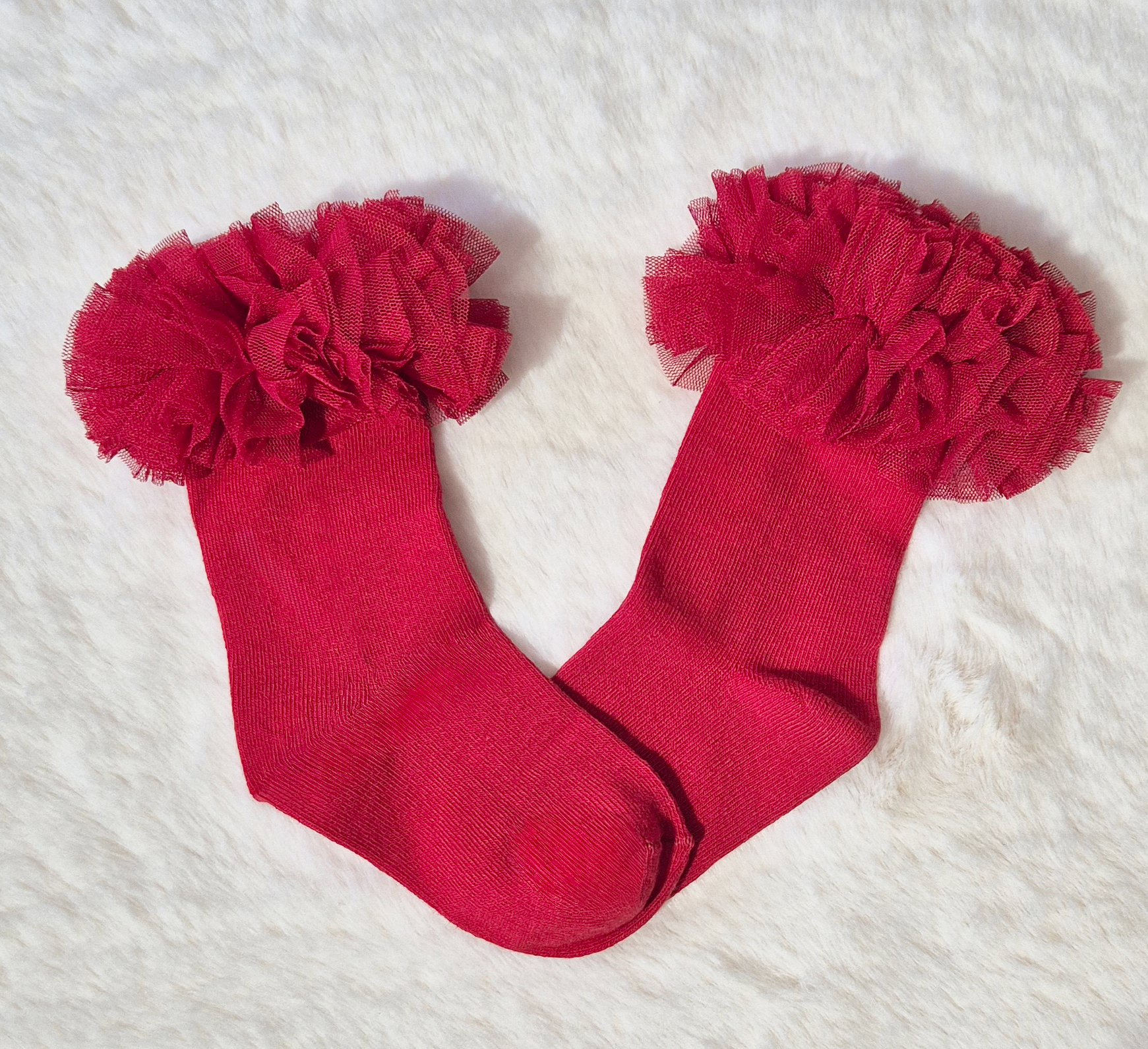 Chaussettes bébé fille avec pompons en tulle – disponibles en plusieurs couleurs Au palais des rêves