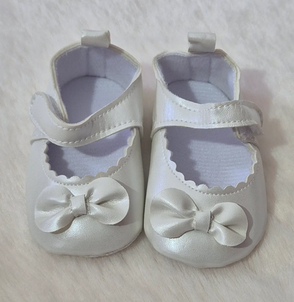 Chaussures bébé fille avec nœud – ballerines souples roses ou blanches Au palais des rêves