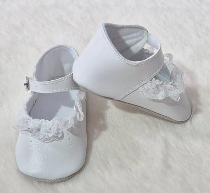 Chaussures bébé fille blanches avec dentelle Au palais des rêves