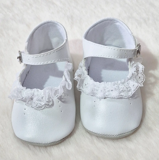 Chaussures bébé fille blanches avec dentelle Au palais des rêves