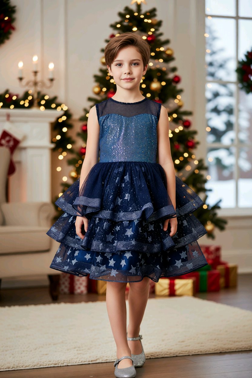 Robe de cérémonie fille scintillante avec grand nœud