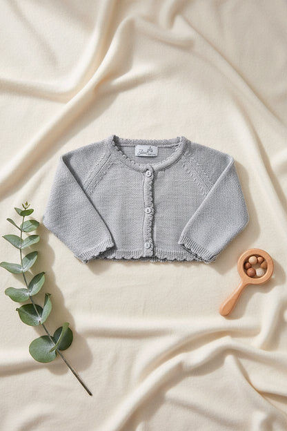 Gilet bébé en tricot gris clair