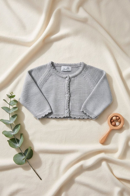 Gilet bébé en tricot gris clair