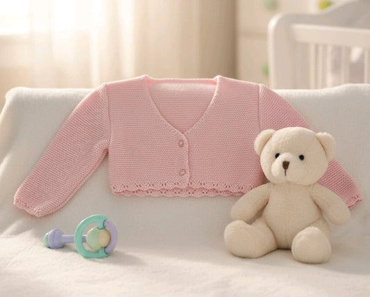 Gilet bébé rose en tricot