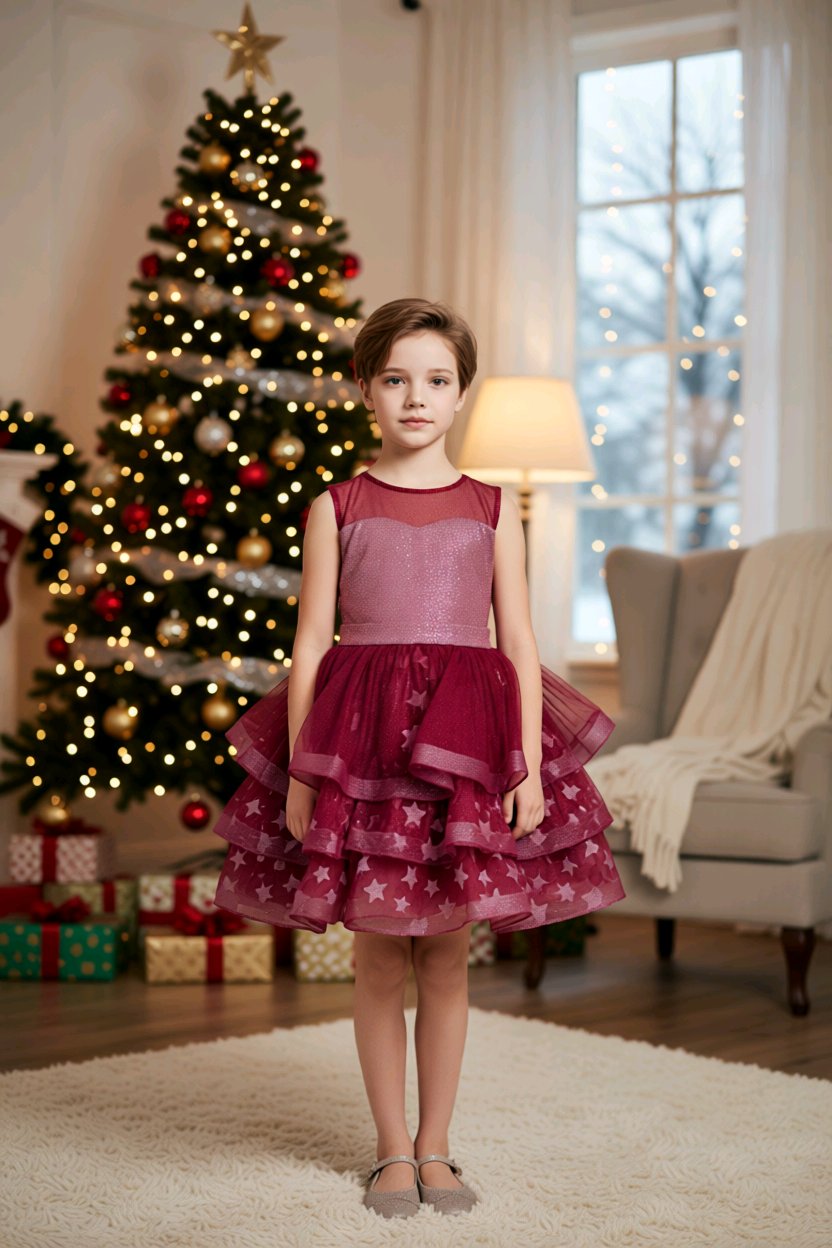 Robe de cérémonie fille scintillante avec grand nœud