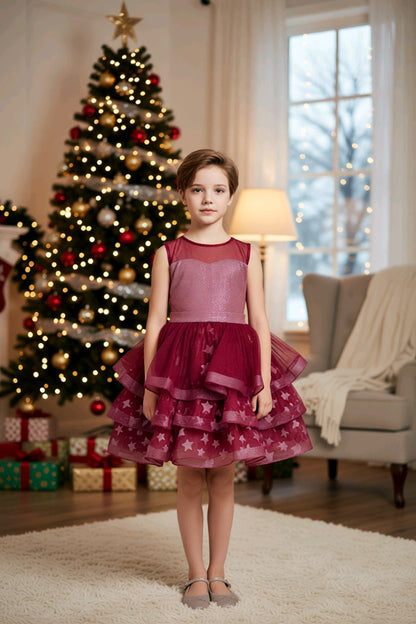 Robe de cérémonie fille scintillante avec grand nœud